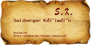 Salzberger Kálmán névjegykártya